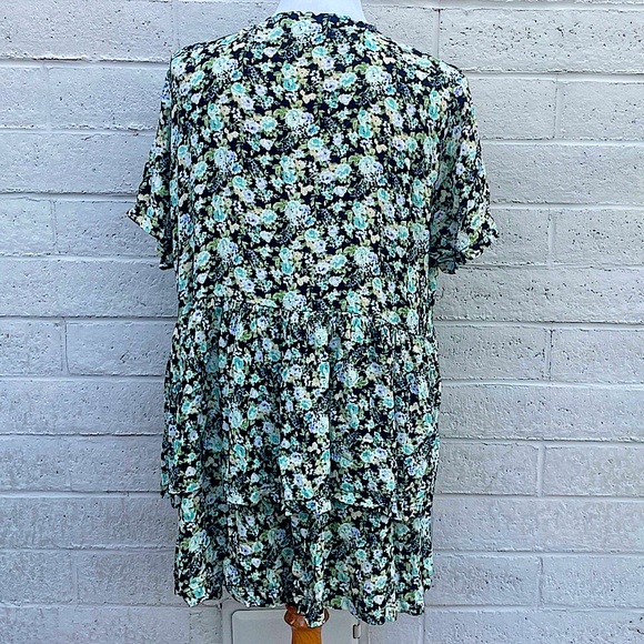 ASOS DESIGN Floral Print Tiered Button Front Dress Women US 12 UK 16 - Picture 5 of 8